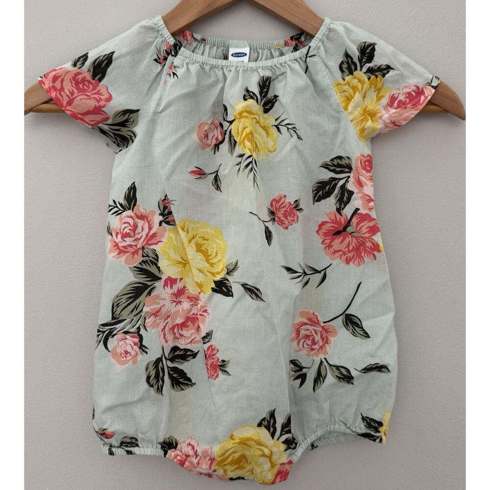 Old Navy 18/24 Summer Bubble Romper Light Green/Floral Print